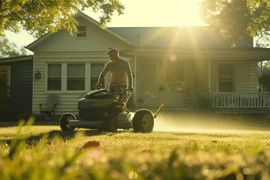 wide self propelled lawn mower