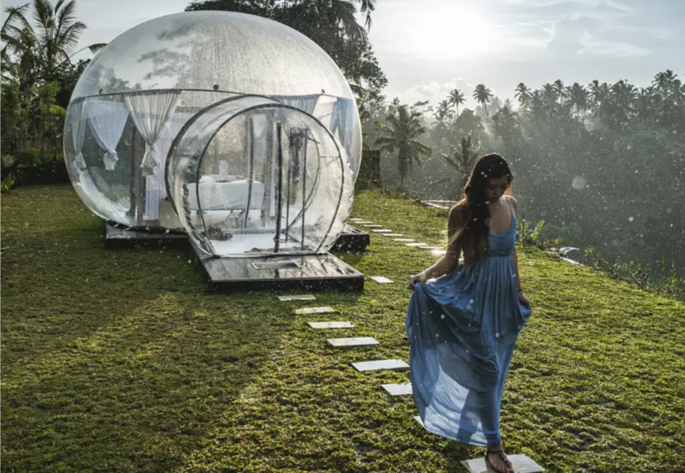 half transparent bubble tent